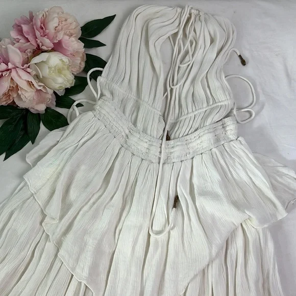 Free People Drop Dead Beauty Maxi Dress White Tiered Boho Lightweight Size M - Picture 4 of 8